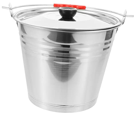 Happyyami Seau Acier Inoxydable Seau à Lait à Glace à Eau Avec Couvercle Stockage Polyvalent Facile à Nettoyer