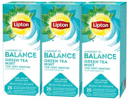 Lipton Feel Good Selection Thé Vert Menthe Lot de 3x25 sachets