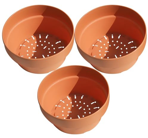 Homoyoyo Terrakotta Töpfe, 3 Stück Set Simulation eines Blumentopfs aus Ton Ideale Pflanzschale Für Kaktusse Und Sukkulenten Dekorativer Tontopf Für Garten Und Balkon 18 cm Durchmesser