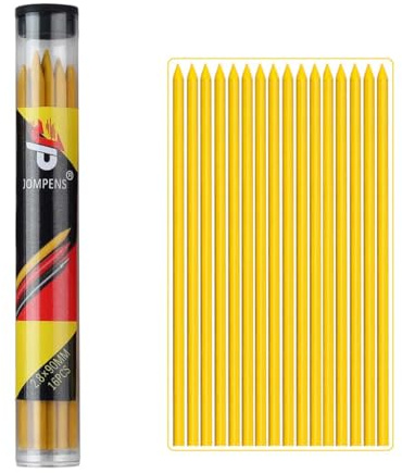 MROOFUL 2,8 mm Bleistiftmine für Tischler, 16 Stück, 90 mm lang, solide Tischler-Bleistift-Ersatzminen, Tieflochmarker, wasserdichte Minen (gelb)