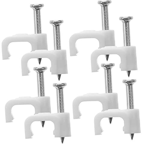 SWOOMEY 500pcs Cable Staple Outdoor Wire Clip Electrical Wire Nail in Cable Clip for Wall Holder for Ethernet Tv Speaker