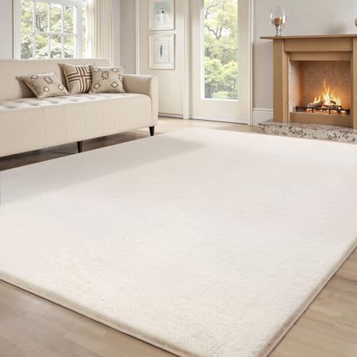 Sour Lemon Weiche Teppich Wohnzimmer, Glatt Teppich aus Kaninchenfell Kurzflor rutschfest, Modern Anti-Rutsch Carpet für Schlafzimmer, Luxuriöse Raumdekoration, Flauschiger Teppichbereich