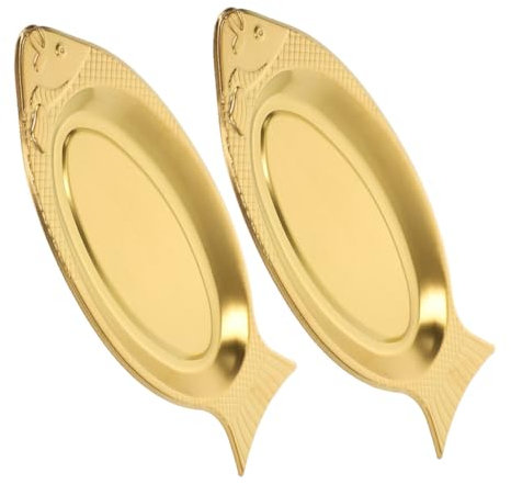 OUNONA 2piezas Platos Inoxidable Multifuncionales Bandejas Para Comida y Diseño De Pez