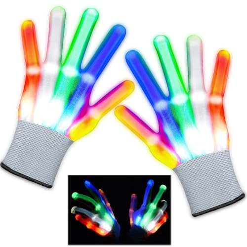 LED-handskar, blinkande handskar, LED-handskar vuxna barn, halloween present barnfödelsedag, färgglada lysande vantar fingerdans halloween karneval jul raves party klubbar
