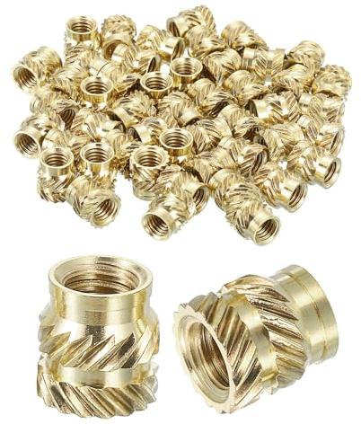 sourcing map Knurled Insert Nuts, 60pcs M5 x 8 x 7.5mm (LxOD) 3D Printing | Brass Nuts,Female Threaded Inserts,Brass Heat Set,Insert Embedment Nut