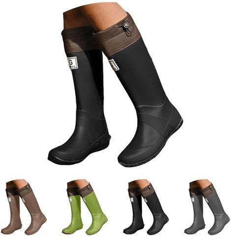 Ladies' Wellington Boots Knee High Boots Wide Fit Waterproof Stylish Gardening Wellington Boot Waterproof Antislip Wide Fit Wellies Lightweight Fashion Muck Comfortable Walking Rain Boot