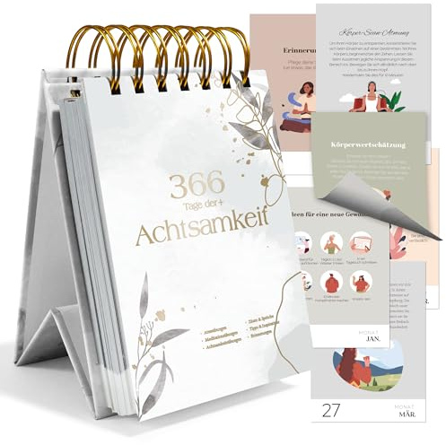 BIROYAL Achtsamkeitskalender 2027, Tischkalender 2027 täglich, Undatierter | Tageskalender 2027, mit 366 Sprüchen & Übungen, Motivationskalender Stehkalender für ein erfülltes & achtsames Jahr