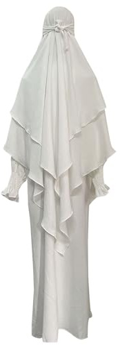 Freizeitkleider für Frauen, Gebetskleid, muslimisches Ramadan-Kleidungsstück, Abaya, Islam, Jilbeb, 2-teiliges Set, mehrlagiger Khimar-Schal, Hijab und langes Kleid, Maxikleider für Damen