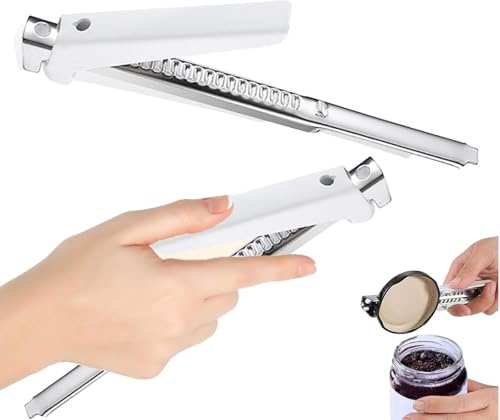 Haplos 2 Weiß Verstellbarer DosenöFfner, Neuer Einstellbarer DosenöFfner | MüHeloser Arthritis GlasöFfner, FlaschenöFfner FüR Senioren,VielzwecköFfner, Arthritis GlasdeckelöFfner Aus Edelstahl
