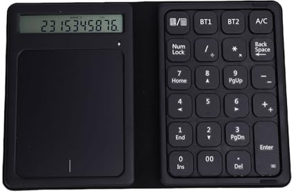 VBESTLIFE Bluetooth Number Pad, Clavier Numérique sans Fil Pliable avec Calculatrice et pavé Tactile, 23 Touches Clavier Numpad Financier Portable
