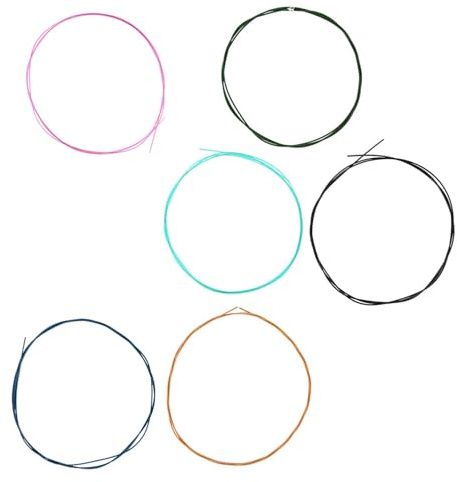 AKLOSIPY Jeu de Cordes Colorées en Nylon et Alliage à Tension Normale, 6 Pièces, pour Guitare Classique, Lumineuses et Design