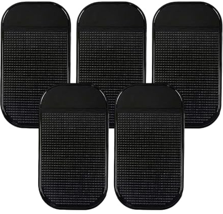 Anti-Slip Dashboard Pad, 5-Pack - Extra Thick & Sticky Non-Slip Mat for Car Dash, Holds Phone, Keys, GPS, Radar Detector, Coins, Sunglasses on Metal, Glass & Mirrored Surfaces