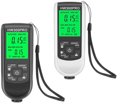Tidevib Misuratore di spessore digitale auto vernice 0-2000um con sonda F/N, rilevamento automatico del substrato, metalli ferro-nichel-cobalto nero