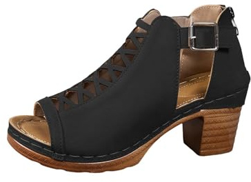 Sandale Spartiate Femme Confortable - Sandales Femme Talon Bloc | Nu Pieds Ajouré Sandalette Respirant Chaussure Avec Boucle Nu-Pieds Grande Taille Pour Marche Sandalette