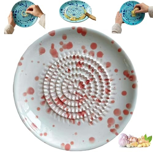Râpe à ail – Plaque en céramique et moulin à gingembre, 11,8 cm | Râpe en porcelaine faite à la main pour tomates, parmesan, chocolat | Passe au lave-vaisselle, compact