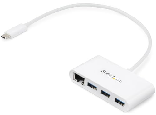 StarTech Hub USB-C de 3 Puertos con Ethernet Gigabit, 3x USB-A, Blanco | Diseño Compacto y Ligero, Compatible con Thunderbolt 3, Windows, macOS y Chrome OS