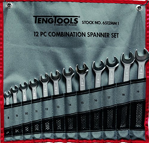 Teng Tools 6512MM1 Combination Spanner Set 8-19 mm Tool Roll 12 Pieces
