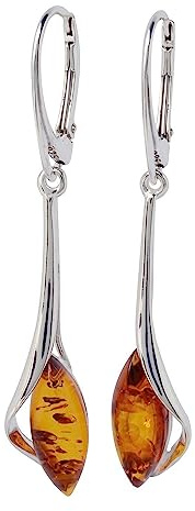 Boucles d'oreilles pendantes en argent sterling et miel de la Baltique Angela