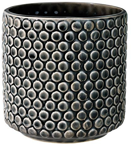 Bloomingville DOT Blumentopf Pflanzgefäß Deko Pflanzgefäße Farbe für Innen Retro Kreativ M (15,5 cm Ø) Schwarz Keramik