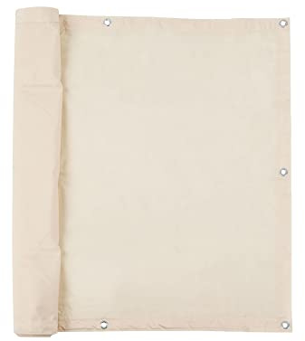 jarolift Balkonbespannung Basic, Balkon Sichtschutz Windschutz Sonnenschutz Balkon-Verkleidung, Wasserdicht, 500 x 75 cm (24 Ösen), Creme