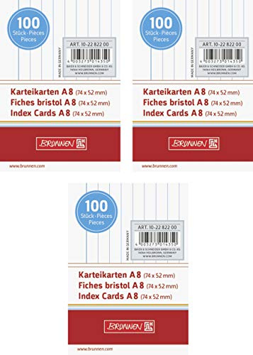 Brunnen Karteikarten 180 g/m², A8, liniert, weiß, 300 Stück