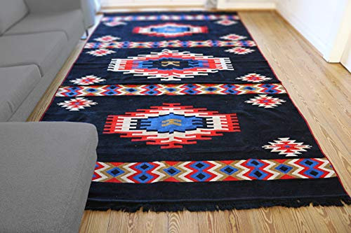 Neu 300 x 200 cm Schwarz,Kelim, Orient-Teppich, Läufer, orientalische Zimmer-Dekoration, Bodenbelag Wohnzimmer Flur Geschenk Geburtstag Hochzeit, Neue Wohnung, Wandteppich