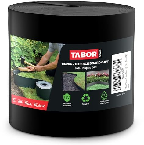 TABOR TOOLS 60 Ft Terrace Board, 5 Inch High, 0.04 Inch Thin, Landscape Edging Coil, Grass Barrier, Bender Board, Garden Liner, ES24. (Black)