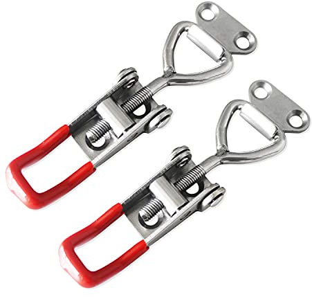 2pcs Toggle Latch Clamp 4001, Adjustable 304 Stainless Steel Pull Hasp Latches, Quick Release Hand Tool Toggle Clamp for Smoker Lid Jig,Case Trunk,Door,220Lbs Holding Capacity