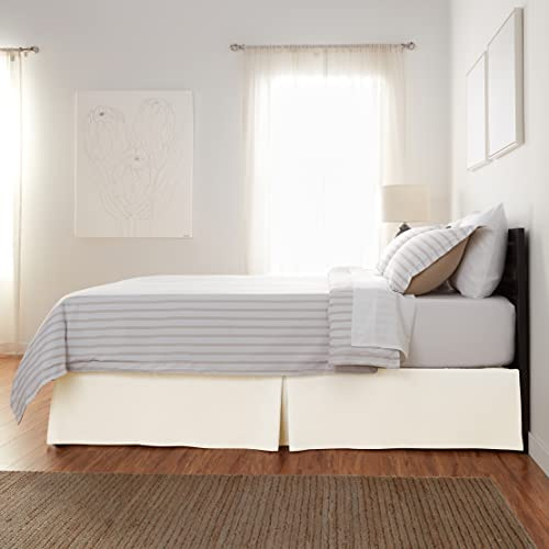 Amazon Basics Plissee-Bettrock, 152 x 203 x 41 cm, Grauweiß, Einfarbig