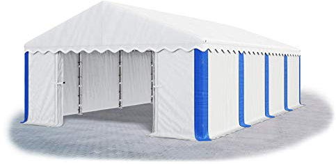 Das Company Lagerzelt 6x8m wasserdicht weiß-blau Zelt 240g/m² PE Plane hochwertig Gartenzelt Summer MPE