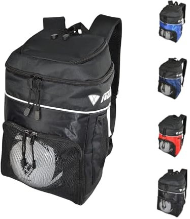 Vizari Sport USA Fussball Rucksack Titan - Sporttasche Rucksack mit Extra Fach als Ball Beutel & in Einheitsgröße - Schwarz