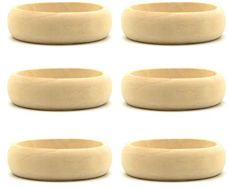 VVXXMO 6 Stück natürlicher Holz-Armreif, gebogenes Holz-Armband, DIY Malerei Schmuck, 4, One size