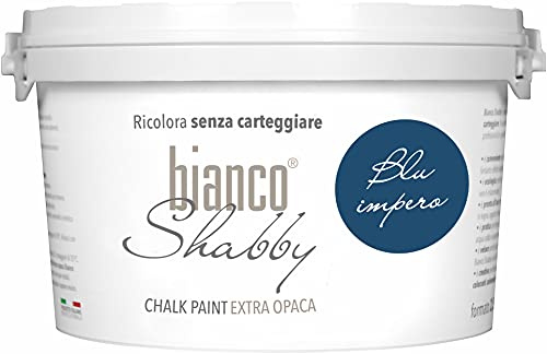 bianco Shabby® Blu Impero kritfärg vattenbaserad för alla ytor, lätt att arbeta med utan dålig lukt – Chalk Paint Extra Matt (2,5 liter)