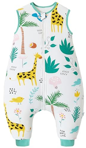 Chilsuessy Baby Schlafsack mit Füße 2.5 Tog Ganzjahres Schlafsack (CPC-Zertifizierung) Baby Schlafsäcke Babyschlafsack mit Beinen für Säugling Kinder, Giraffe, 90cm/Baby Höhe 100-110cm