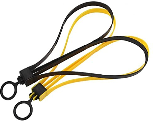 Casiler Zip-Krawatte Handschellen Einweg-doppelflecht-manschettenkabel-krawattengurt Gelb Schwarz (1 Set / 2 Stücke)
