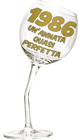 Bombo Copa de Vino Inclinada para el 40 Cumpleaños – Versión Italiana: « Un'Annata Quasi Perfetta » – 440 ml