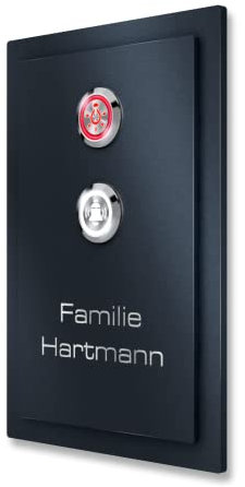 Metzler Türklingel in Anthrazit aus Edelstahl - Anpassbar Namens Gravur - Haustür Klingel - Wasserdicht Klingel - inkl. Beschriftung - LED-Drucktaster wählbar - Größe: 16 x 11 cm
