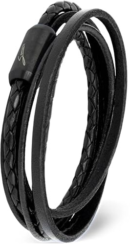 Simaru Echtleder Armband Made in Germany, Unisex Wickelarmband mit Magnetverschluss, hautfreundlich & robust