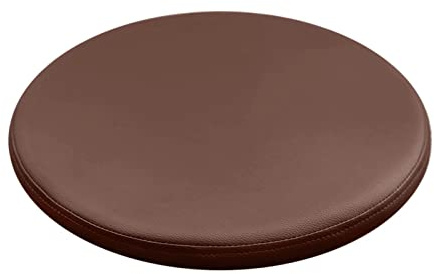 ZIBENE Sitzkissen Rund 35cm, Stuhlkissen 35x35 Ohne BäNder, DüNn Memory-Schaum Stuhlauflagen KüChenstuhl Wasserfest Schmutzabweisend Leder Sitzpolster Gartenstuhl Barhocker Outdoor Braun