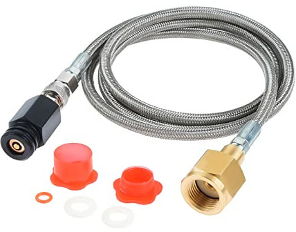 ETERMETA Soda Machine Co2 Adapter, CGA320 to tr21-4 Soda Maker Co2 Tank Cylinder Direct Adapter with 60 Inch High Pressure Stainless Steel External Hose