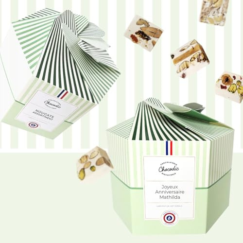 Je personnalise mon coffret DE NOUGATS avec mon texte - Coffret chocolat personnalisé cadeau noel Pâques Anniversaire Saint valentin Maîtresse - Chocolat personnalisable