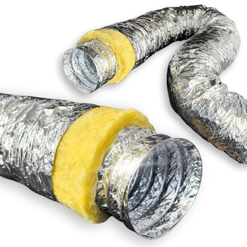 Hg hava Abluftschlauch für Klimaanlage, Lüftungsschlauch Flex 150, Schlauch für Luftversorgungssysteme & Klimageräte, Lüftungsrohr aus Aluminiumfolie, Geräuschreduzierung & Wärmeisolierung, Ø 150 mm