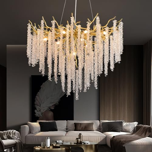 Moderno Lampadario al Cristallo,G9 Lusso Lampadario in Cristallo,K9 Rotondo per salotto, sala da pranzo, camera da letto, ristorante(Oro,80cm)