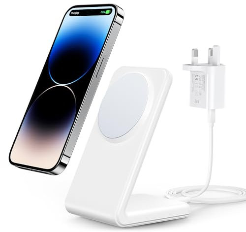 Meifigno Magnetic Wireless Charger, Compatible with MagSafe Charger, Fast Charging with PD 20W USB-C Adapter & Charging Cable for iPhone 17 16 15 14 13 12 Pro Max Plus Mini Air, White