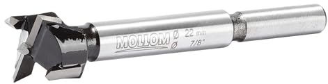 Mollom 22mm (5/32) Forstnerbohrer mit langlebiger YG8 Hartmetall-Dicke von 2,0mm für präzise Holzbearbeitung. Ideal für Hartholz, Kunststoff und Sperrholz