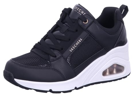 Skechers Women's UNO Wedge Sneaker, Black, 6.5 UK