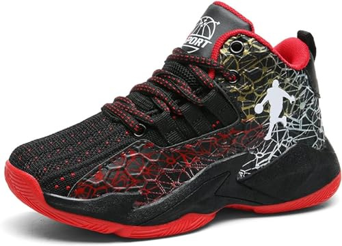 Chaussures de Basket-Ball pour Enfants Garçon Basketball Chaussures Baskets Mode Léger et Confortable Garçon Chaussures Baskets de Sport Course Sneaker (EMJ-A36, 34EU)
