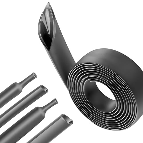 ZephyrCraft Heat Shrink Tubing Set - 4:1 Tubing with Adhesive, 16mm Diameter & 10ft Length, Electrical Waterproof Marine and Insulating Cable Connecting Heat Shrink Wrap, Black