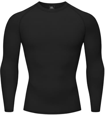 HYCOPROT Compression Shirt for Men Athletic Base Layer Top Quick Dry Long Sleeve T-Shirt for Workout Gym Running (Black, M)
