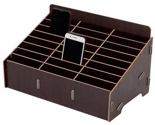 GBKDQQ Handy Aufbewahrungsbox, 24 Gitter Holz Aufbewahrung Schule, Handy-Garage, Handygarage, Telefon Rechner Halter, Handy-Management-Aufbewahrungsbox für Klassenzimmer, Schule, Konferenzsaal